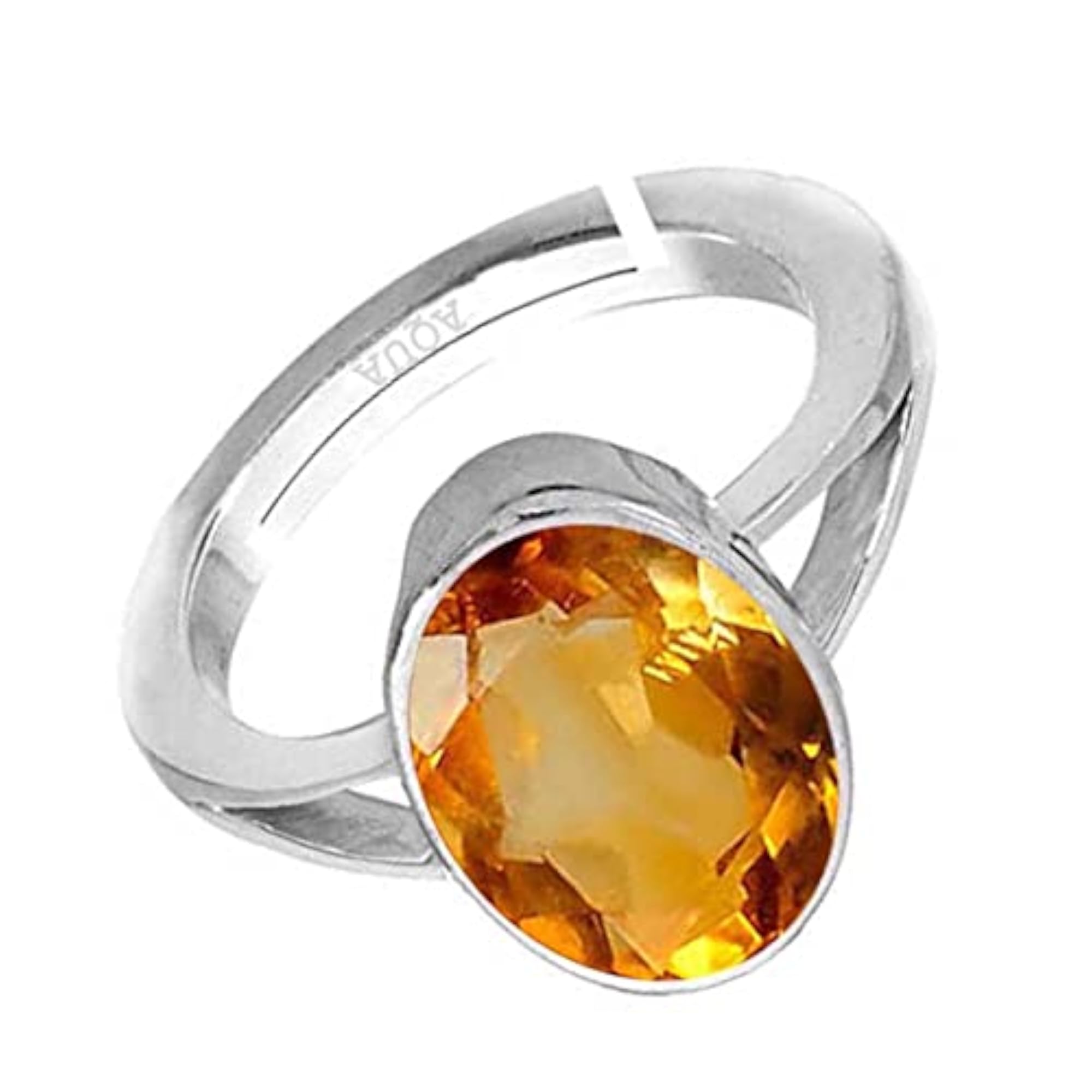 Unisex Citrine 925 Sterling Silver Adjustable Ring, Astrological Gemstone