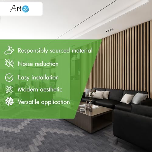 Image of Art3d 12 inch x 93 inch Acoustic Wood Slat Wall Panel, 4pcs, 31 sq.ft, Oak