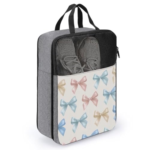 Bolsa para zapatos de golf estilo crema con lazos de satén para viaje 3