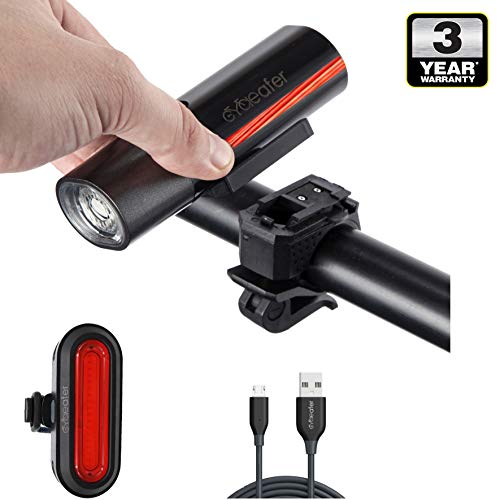 Cycleafer® aubVOLT Puissant Éclairage de Vélo Avant & Arrière Rechargeable USB, et Facile à Installer, Sacoche Incluse Gratuit