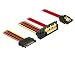 Produktbild DeLock Kabel SATA 6 Gb/s 7 Pin Buchse + SATA 15 Pin Strom Stecker > SATA 22 Pin Buchse unten gewinkelt Metall 30 cm