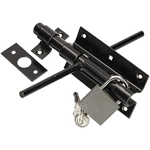 Kotarbau® Door Bolt 100 mm Double-Sided Gate Latch with Padlock Powder Coated Black Cover