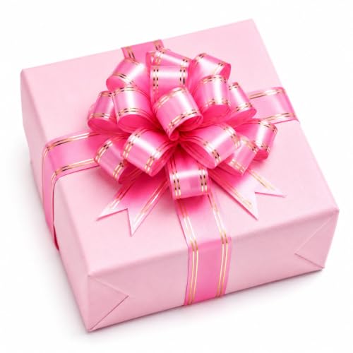 Image of Prokart - Pull Bow Gift Ribbon for Gift Wrapping, Large Decorative Pull Bows for Presents, Hampers, Flower Bouquets, Wedding, Birthday, Christmas & Party Decorations (50MM, Baby Pink, Pack of 100PC)
