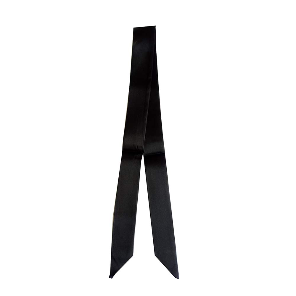 Pañuelo de seda de color sólido, con asa de asa de cinta de seda, bufanda, banda para la cabeza para el cabello, bufanda con asa para el cabello, 4 unidades, Negro - 2