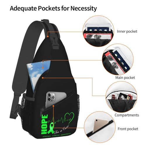 Hope For A Cure Adrenal Cancer Awareness Crossbody Bags For Women Men Chest Backpack Gym Shoulder Bag Travel Outdoor Sports Casual Crossbody Bags4