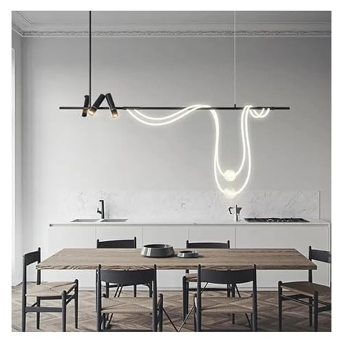 Lustre suspension noir de luxe 120cm au design tubulaire minimaliste
