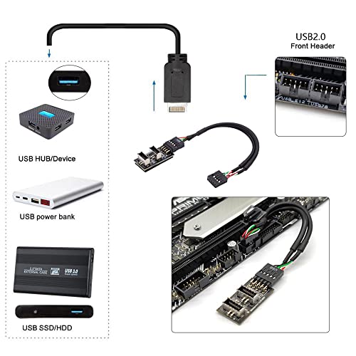 cablecc Dual USB 3.1 Faceplate Socket Key-A Type-E to USB 2.0 9Pin 10Pin Motherboard Header Male Cable Extension Adapter - Image 4
