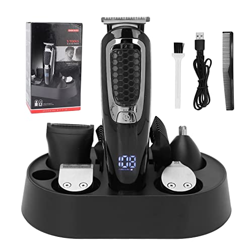 Cortadora de cabello profesional Kit de peluquería eléctrica 5 en 1 con múltiples accesorios para hombres y cortes de cabello familiares Cuchillas de acero inoxidable con batería