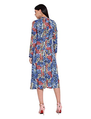 Image of oxolloxo Women's Polyester Long Sleeve Animal Print Knee-Length Dress