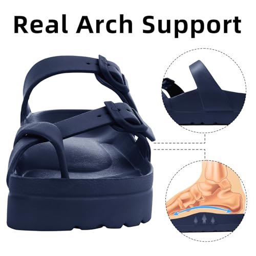 Image of Goosecret Women's Platform Sandals with Arch Support Comfortable Foam Slides Summer Beach Sandals with Adjustable Buckle
