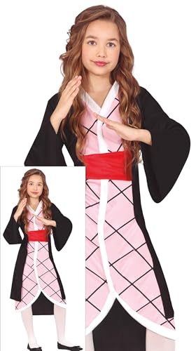FIESTAS GUIRCA Disfraz Niña Luchadora Manga Rosa   Guerrera Anime Japonesa con Vestido Kimono   Disfraces Infantiles Niñas   Niñas Edad 10 12 Años