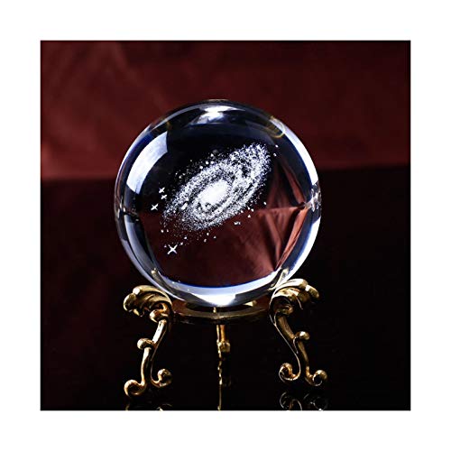 Moonlight Star 6 cm Diámetro ature Crystal Ball 3D Grabado Cuarzo Ball Ball Sphere Decoración del hogar Accesorios Regalos (Color : with Gold Base, Size : 6 CM) Cover