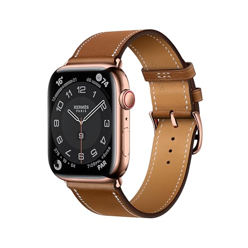 Leather Band Series 7 6 5 4 3 2 1 SE for Men or Women Compatible with Apple Watch Hermes Silver Link Original in Stainless Steel
