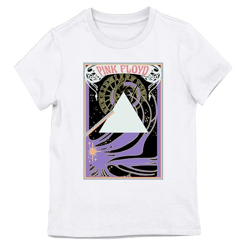 Pink Floyd Triangle with Clock and Rainbow Girl's Pink Crew Neck Short Sleeve Tee