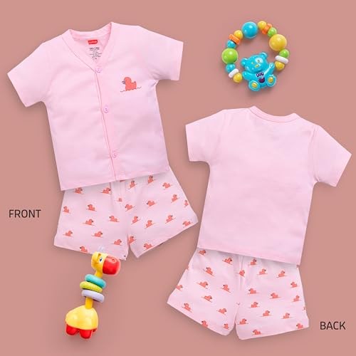 Image of LuvLap Baby Boys & Girls Regular Fit 100% Cotton Half Sleeve Jhabla & Shorts Sets Pack of 3