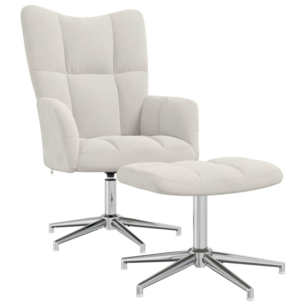 Silla de relajación (terciopelo blanco crema), diseño de taburete giratorio de 360º, 62 x 68 x 98 cm, silla de lectura cómoda con estructura de acero, para salón, dormitorio, oficina