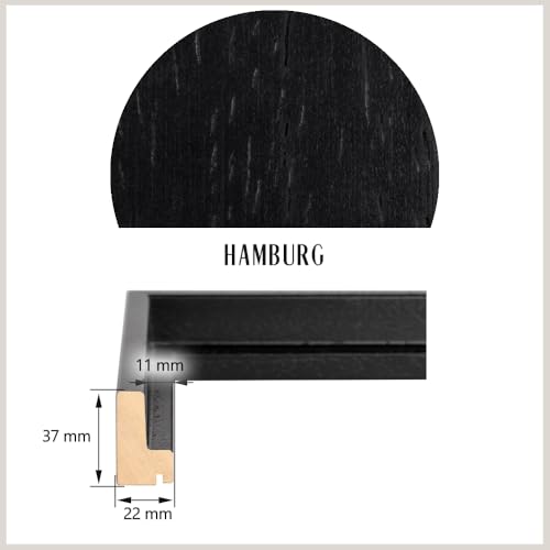 Bildershop-24 Schattenfugenrahmen Hamburg 100x120cm Schwarz (matt lackiert)