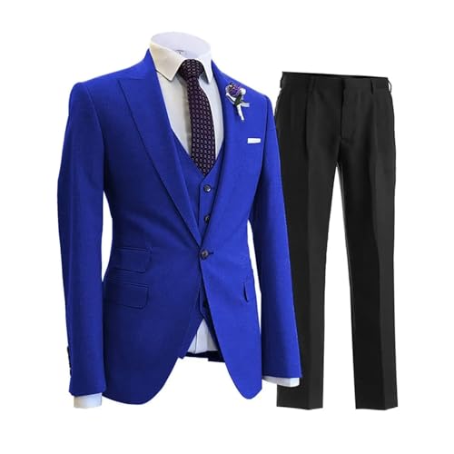 Men 3 Pieces Jacket Pant VestOne Button Tuxedo Lapel Formal Business Suit Purple4