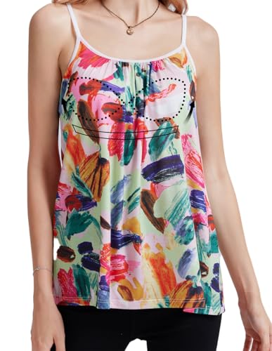 Image of Camisoles for Women with Built in Bra Adjustable Strap Tank Tops Cami Sleeveless Summer Tops for Workout Sleeping Traveling