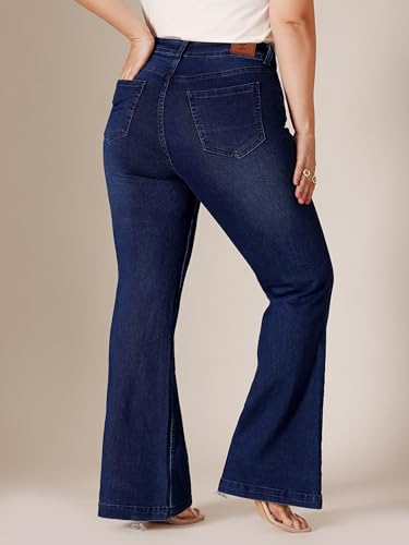 Image of Miss Chase A+ Women's Wide-Leg High Rise Regular-Length Stretchable Denim Jeans