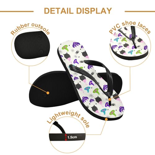 Burbuja Bats Witch Hats Flip Flops for Women Men, Soft Thong Sandals Rubber Slippers for Pool Beach Essentials3