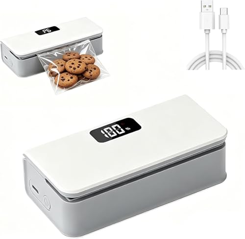 Image of Mini Bag Sealer Machine with LED Display & 6 Sealing Modes | USB Rechargeable Portable Heat Sealer | 9.5cm Seal Width for Snack Bags, Chips, Dry Fruits & Food Storage Bags