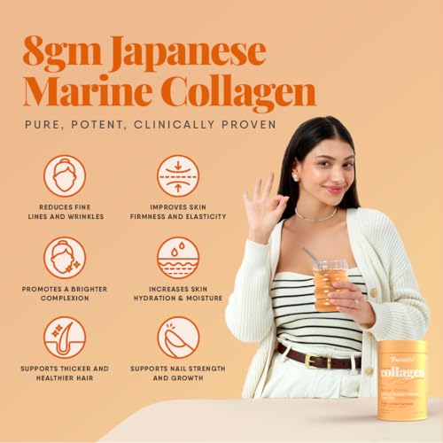 Image of Trunativ Collagen Supplements | Advanced Japanese Marine Collagen Powder for Women & Men | Type 1 and 3 Hydrolyzed Peptides | Supplement with Hyaluronic Acid | Supports Skin Glow, Hair Growth, and Nail Strength | Mango Citrus (200g)