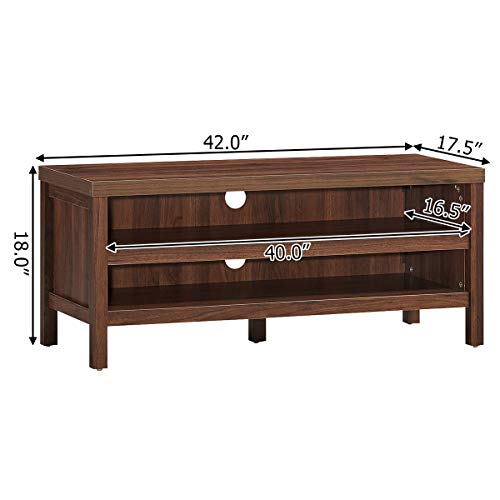 Tangkula Retro Wooden Universal Tv Stand For Tvs Up To 45" Flat Screen, Farmhouse Tv Stand With 2 Adjustable Open Storage Shelves, Tv Console Table For Home Living Room (Walnut) #TOP3