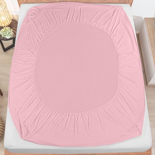 Image of Utopia Bedding Waterproof Mattress Protector, Premium Terry Mattress Cover 200 GSM, Breathable, Fitted Style with Stretchable Pockets (Pink, Crib)