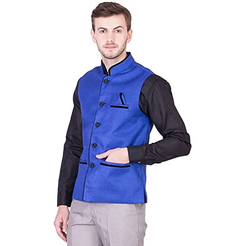 Image of FABOO Men's Jute Blend Solid Nehru Jacket Waistcoat, Regular Fit Ethnic Jacket