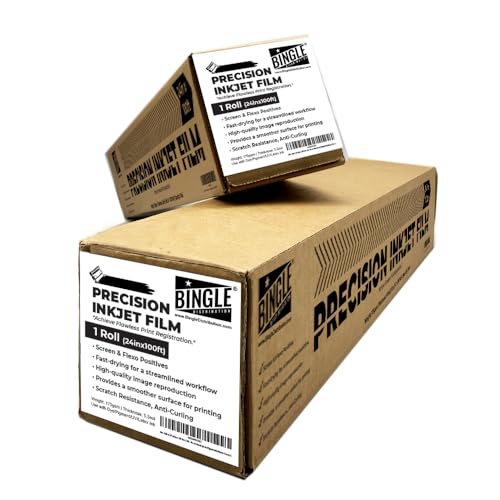 Rolls of 24" inches x 100' feet- 5 MIL - Waterproof Screen Printing Inkjet Film Transparency for EPSON HP Canon (Water-Based-dye and Pigment Ink) Printers 2"core (1)