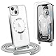 Ethanger Handyband für iPhone 13 iPhone 14 Hülle mit Band + 2 Stück Glas Schutzfolie Transparent Silikon Handyhülle Magnetische Schutzhülle für iPhone 13/14 Silber