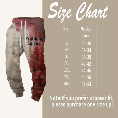 Generic Bloody Problem Solved Halloween Print Pants Bloody Pants for Men Horror Pants, 5X-Large2
