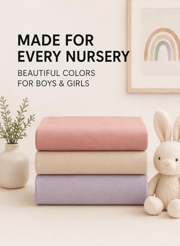 Image of Bassinet Sheets, Universal Fit 33 x 17, Mauve-Beige-Lavender, 3 Pack
