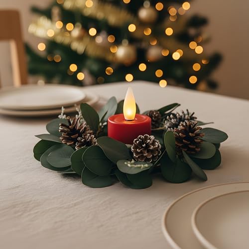 Image of Rechargeable Flameless Tealights Candle with Remote Timer, 3D Moving Flame Real Wax Led Tealight Candles (Red, 1.4in)