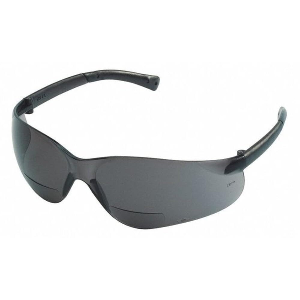 MCR sécurité bkh15g Bearkat loupe en polycarbonate 1,5 dioptrie Gris objectif Lunettes de sécurité avec antidérapant hybride Noir à manches Temple