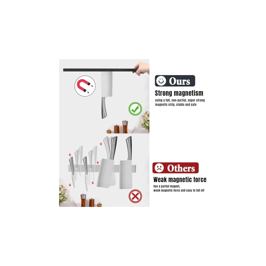 Professional-16-Magnetic-Knife-Strip-Stainless-Steel-Knife-Magnet-Rack-Bar-Holder Professional 16" Magnetic Knife Strip, Stainless Steel Knife Magnet Rack Bar Holder