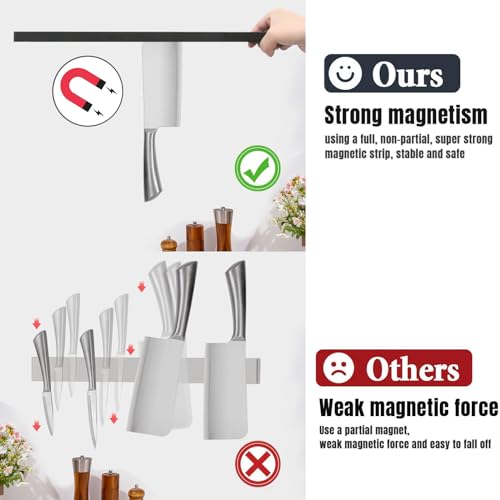 Professional 16" Magnetic Knife Strip, Stainless Steel Knife Magnet Rack Bar Holder - Image 6