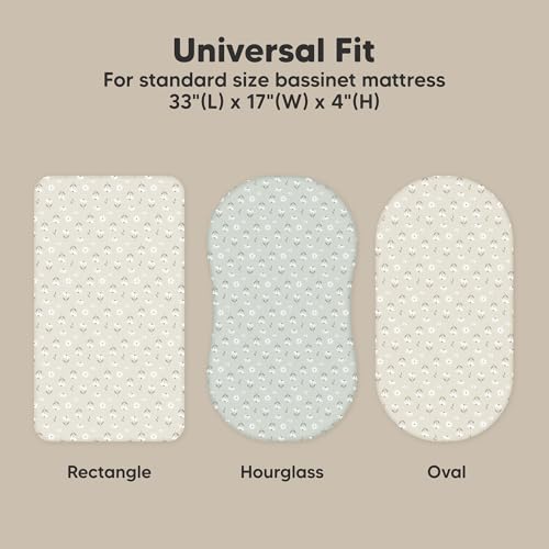 Image of 2pk Organic Baby Bassinet Sheets Boys, Girls, Fitted Sheet (Daisies) | 100% Cotton Bassinet Mattress Sheets, Compatible with Halo Bassinest Swivel Sleeper, Graco, Baby Delight, Universal Fitted