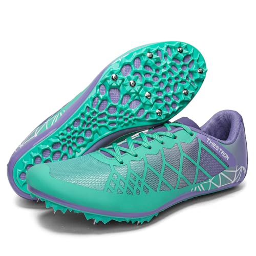 Ifrich Mens Womens Boys Girls Spikes Athletics Racing Running Shoes Track and Field Sneaker Blue...
