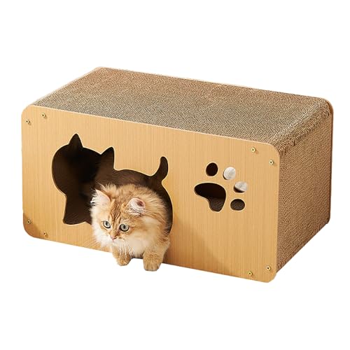猫用爪とぎ キャットハウス ダンボールハウス 爪とぎ兼ベッド キャットタワー 猫箱 高密度段ボール 収納簡単 ストレス解消 矩形