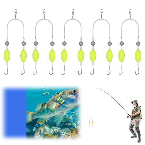 LUMOOM 5 Stück Doppelhaken mit umgekehrter Grundschnur, verhedderungssicheres Split Haken Design, Double-Hook Reverse Bottom für Süßwasser Salzwasser Wurf Trolling (#6) LUMOOM 5 Stück Doppelhaken mit umgekehrter Grundschnur, verhedderungssicheres Split Haken Design, Double-Hook Reverse Bottom für Süßwasser Salzwasser Wurf Trolling (#6)