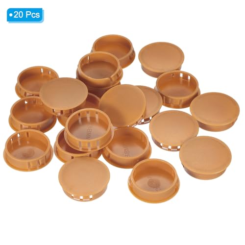 Image of PATIKIL 1.5 inch /38mm Plastic Hole Plugs, 20Pcs Flush Type Round Hole Plugs Cover Snap in Locking Hole Tube for Table Kitchen Cabinet Furniture, Orange-Yellow