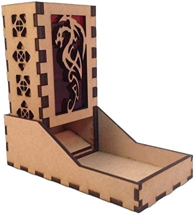 Dragon Mini Dice Tower v1 Red Acrylic Window Laser Cut MDF Unique Fast Shipping