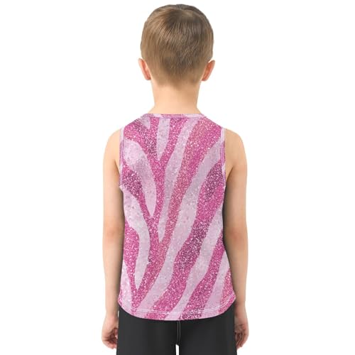 Bolaz Boys Athletic Quick Dry Tank Top Sleeveless Workout T Shirts Age 11-15,Pink Glitter3