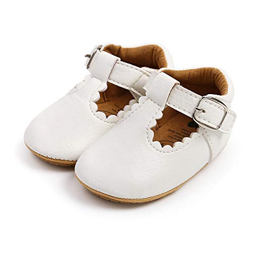 Image of Baby Girls Bowknot Mary Jane Flats Soft Rubber Sole Toddler Walking Shoes Infant Princess Crib Wedding Dress Shoes