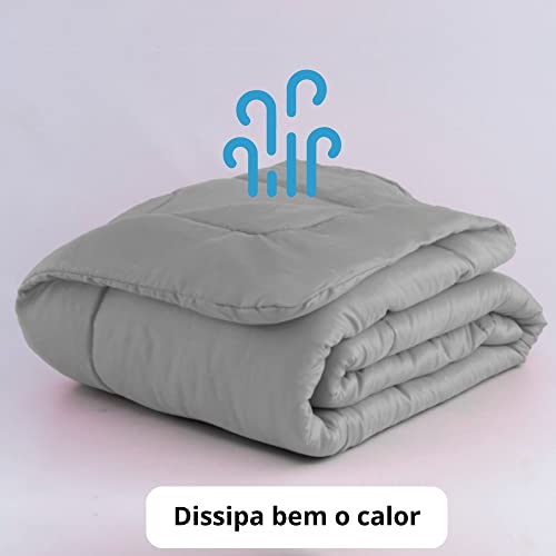 Kit Edredom Casal Jogo de Cama Leve Para Verão (6 Peças, Cinza)