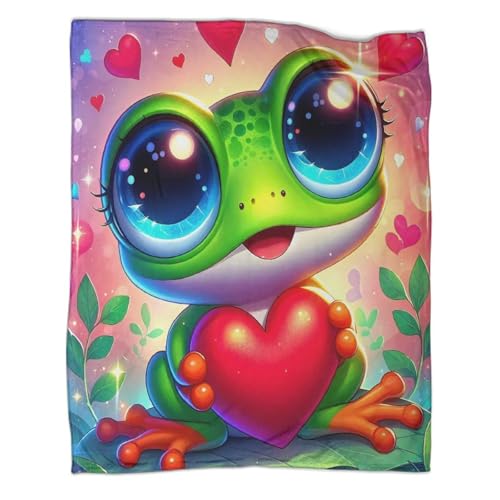 Couverture en peluche grenouille 3D plaid microfibre chaude et douce 127x152cm