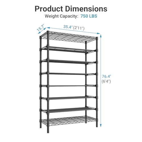 Image of VIPEK S1 Plus Shoe Rack, 8-Tier Extra Wide Heavy Duty Shoe Organizer, Large Capacity Metal Shoe Cabinet Up to 40 Pairs, Adjustable & Detachable Shoe Storage for Entryway /Bedroom /Closet, 750 lbs Black