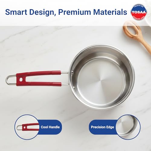 Image of TOSAA TSSP18 Stainless Steel Sauce PAN 18 CM,Premium Stainless Steel for the Modern Kitchen,Safe for Cooking All Types of Foods (1500 ml)